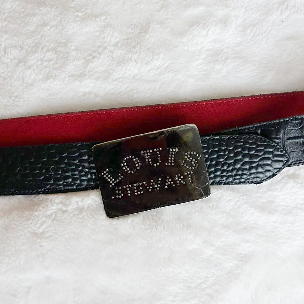 RARE Vintage High End LOUIS STEWART BELT Black  LEATHER Black BUCKLE Handmade